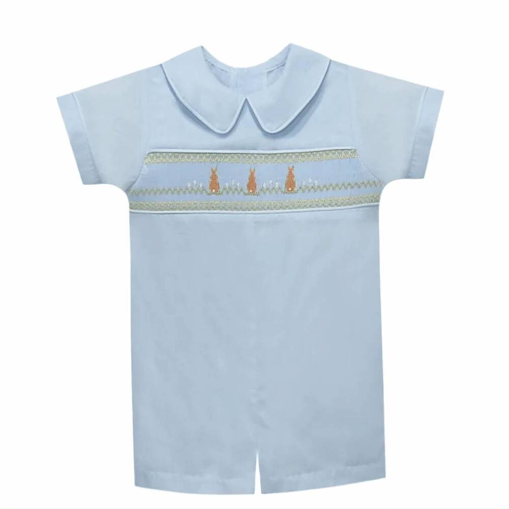 NEW REMEMBER NGUYEN boy's hop to it williams romper in blue